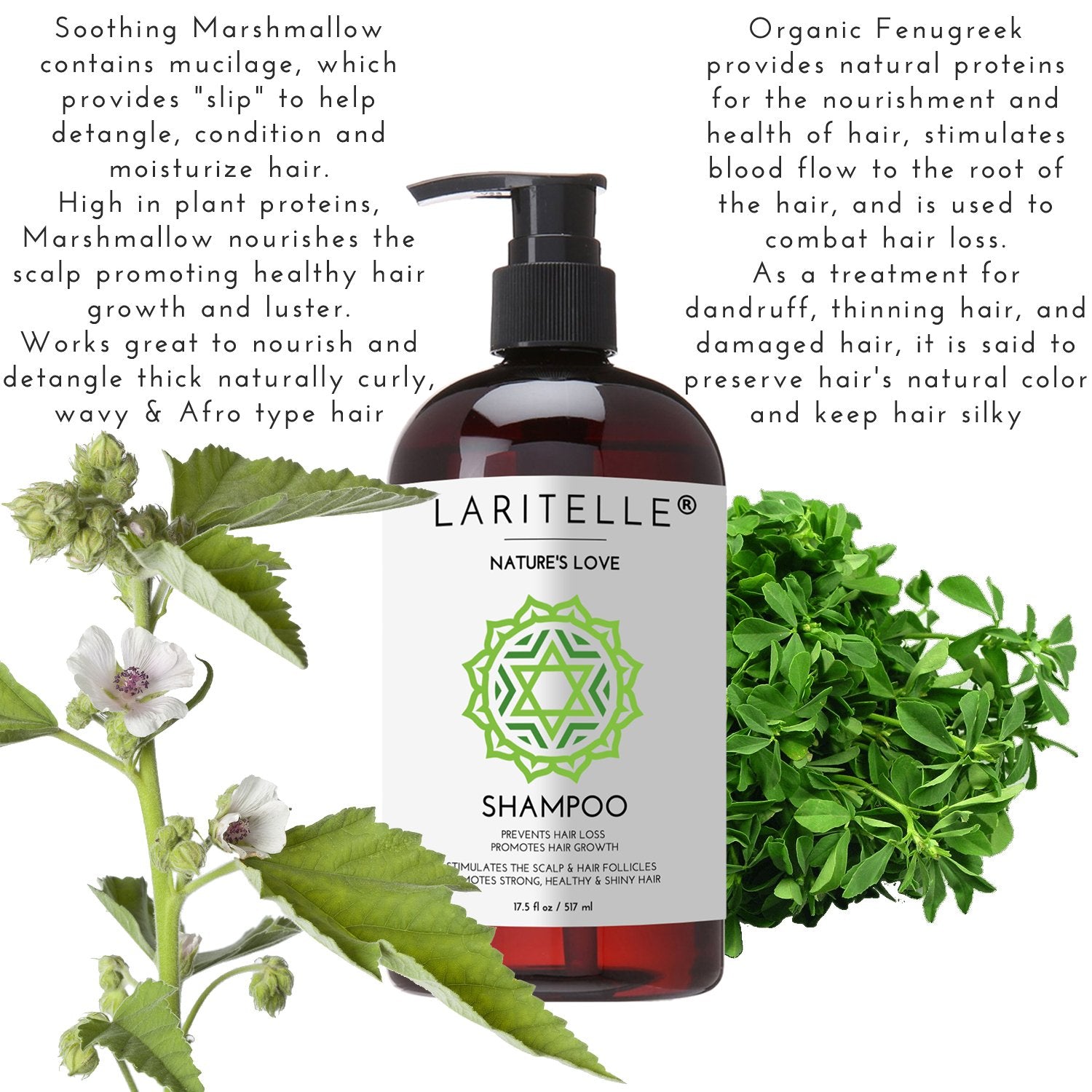 Laritelle Nature's Love features keratin and quinoa for hair strength and elasticity.