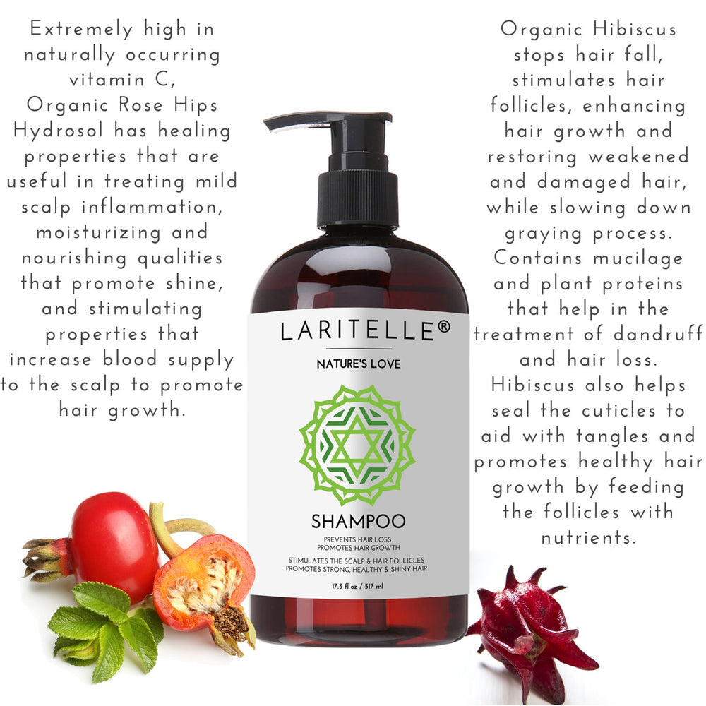 Laritelle Nature's Love shampoo lather demonstrates creamy texture ideal for gentle cleansing.