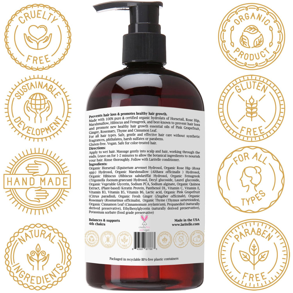 Laritelle Nature's Love color-safe formula supports gentle cleansing without harsh additives.