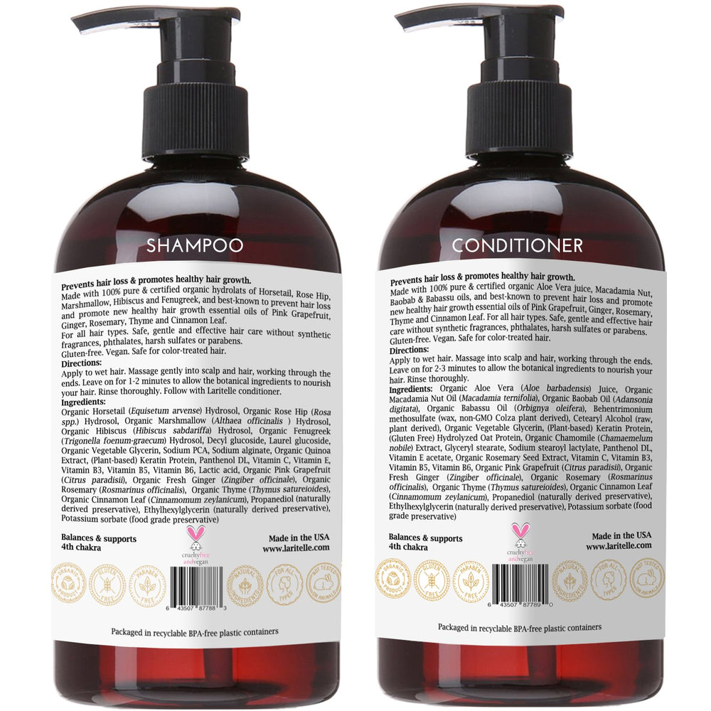 Laritelle Organic Hair Growth Set finished hairstyle with healthy shine