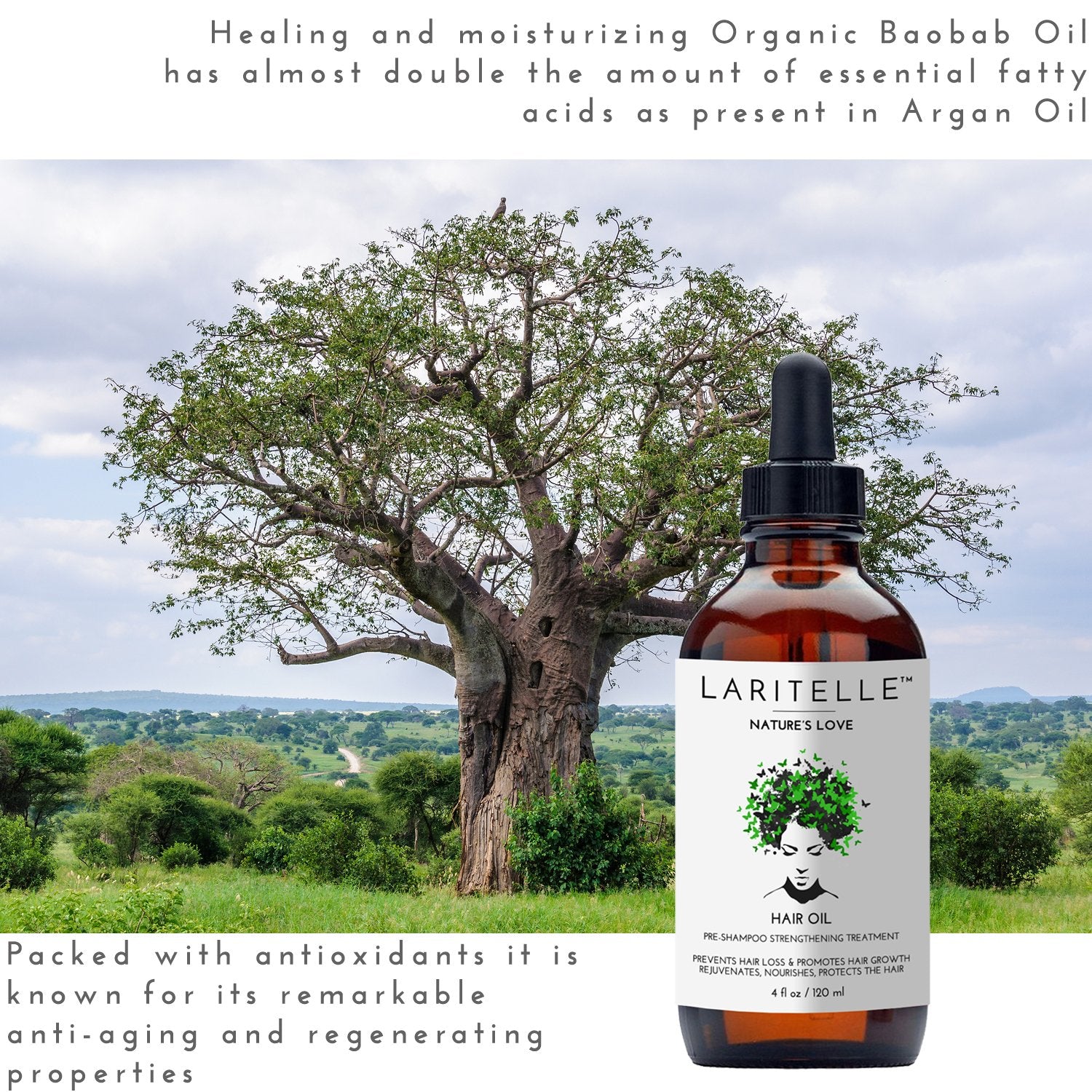 Laritelle Organic Hair Growth Set scalp-application scene showing treatment massage