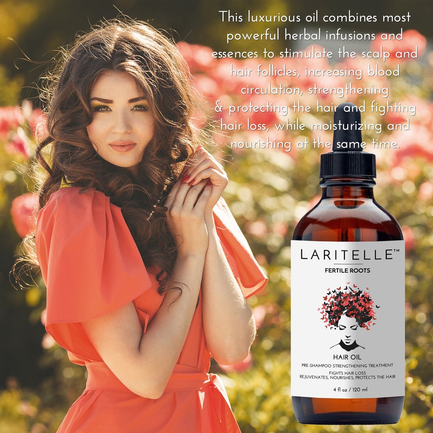 Laritelle organic hair loss label highlights vegan GMO-free ingredients