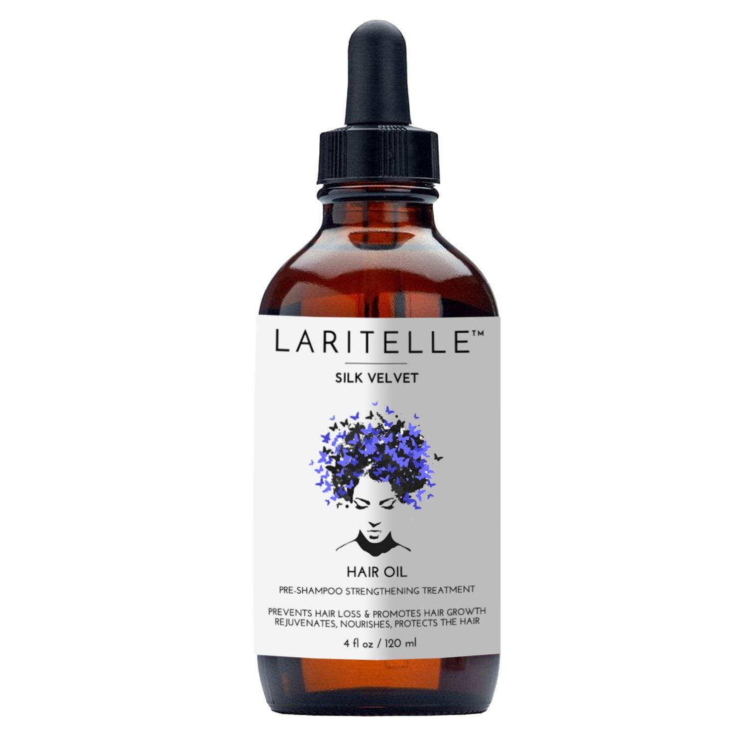 Laritelle organic hair loss prevention bottle highlighting scalp nourishment and potential hair growth support