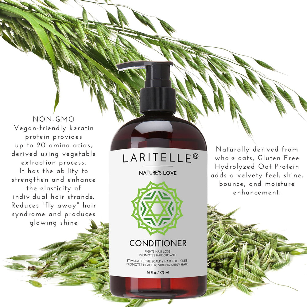 Laritelle Organic Hair Growth Set ingredient illustration with quinoa, rosemary, ginger, grapefruit