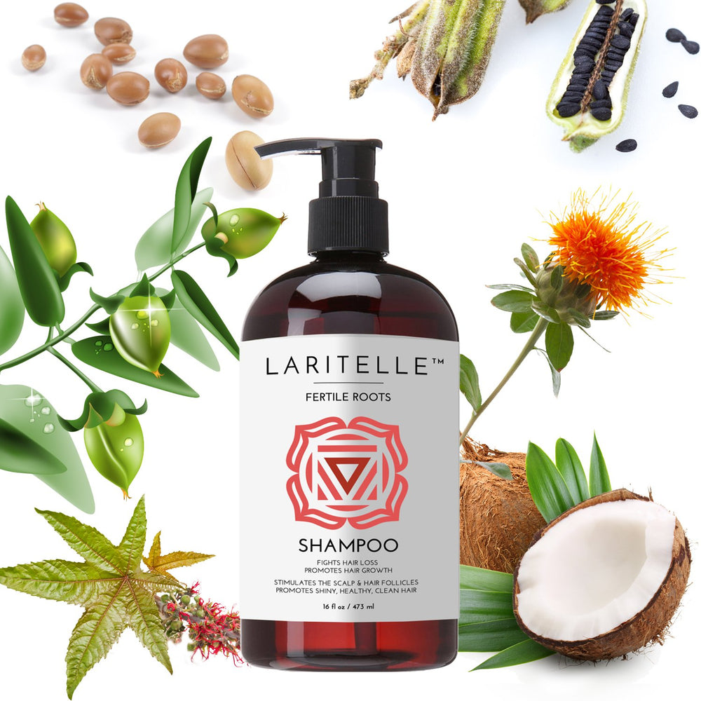 Laritelle Fertile Roots packaging highlights recyclable materials for eco-conscious shoppers.