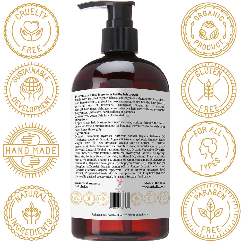 Laritelle packaging with recyclable BPA-free bottle and eco-friendly materials.