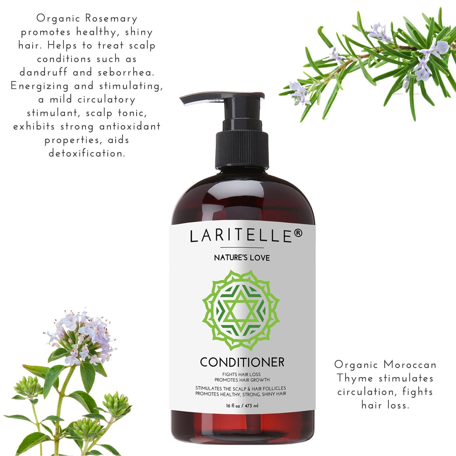 Laritelle rosemary-ginger-grapefruit oil blend as scalp care and shine booster