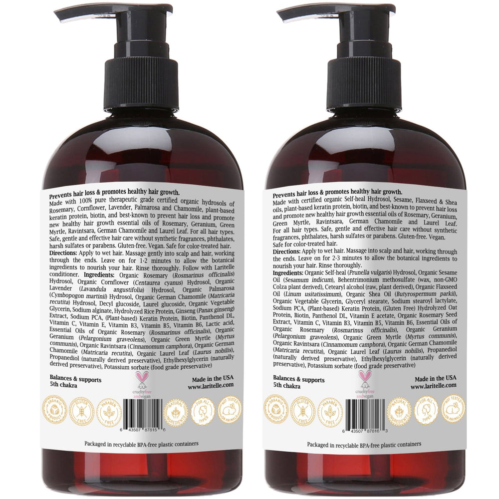 Laritelle Silk Velvet Conditioner bottle for detangling and natural shine, aiding healthier hair.