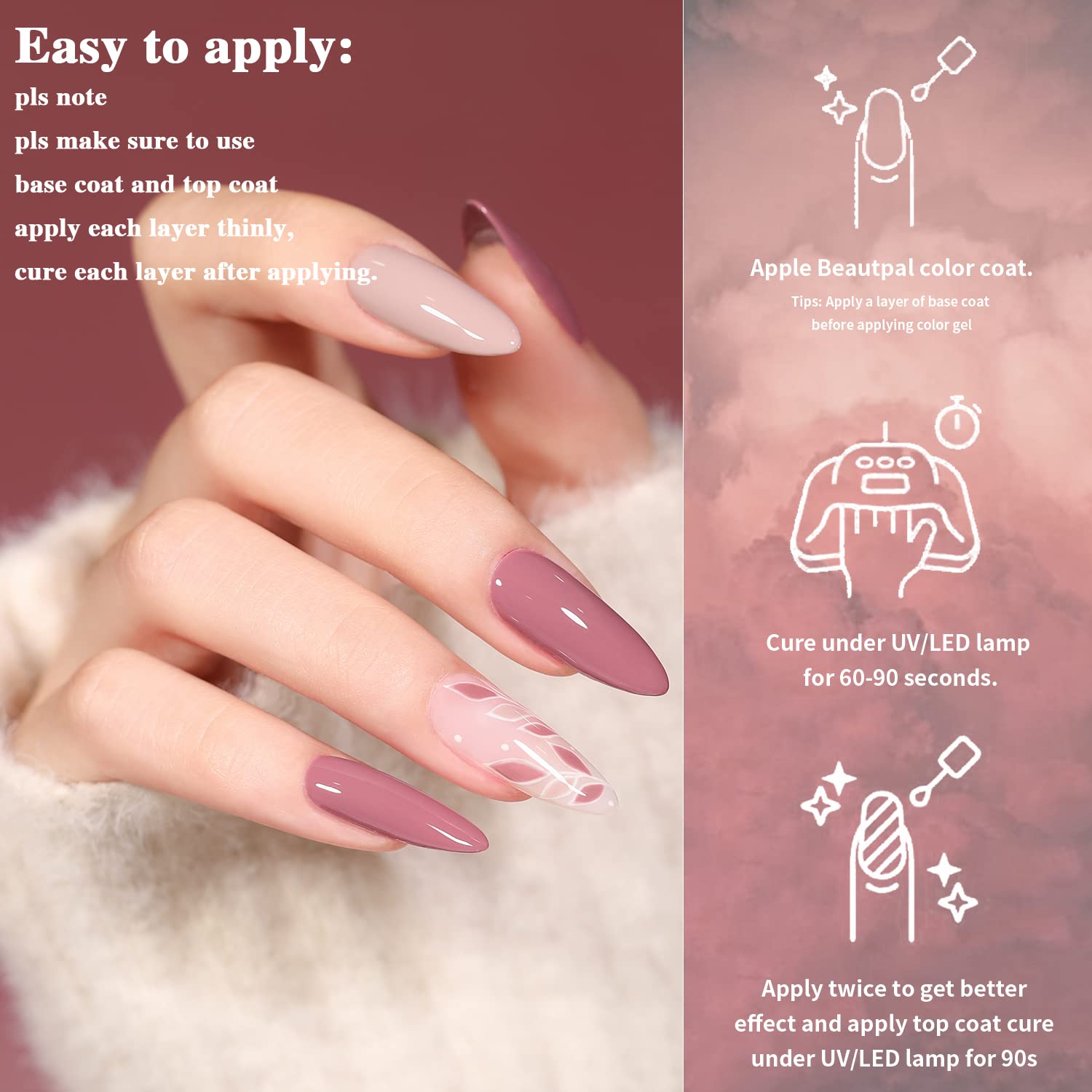 Larvall Beautpal burgundy glitter gel polish for rich, party-ready nails.