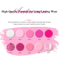 Larvall Beautpal glitter pink nail polish bottles offering sparkling accents for styles.