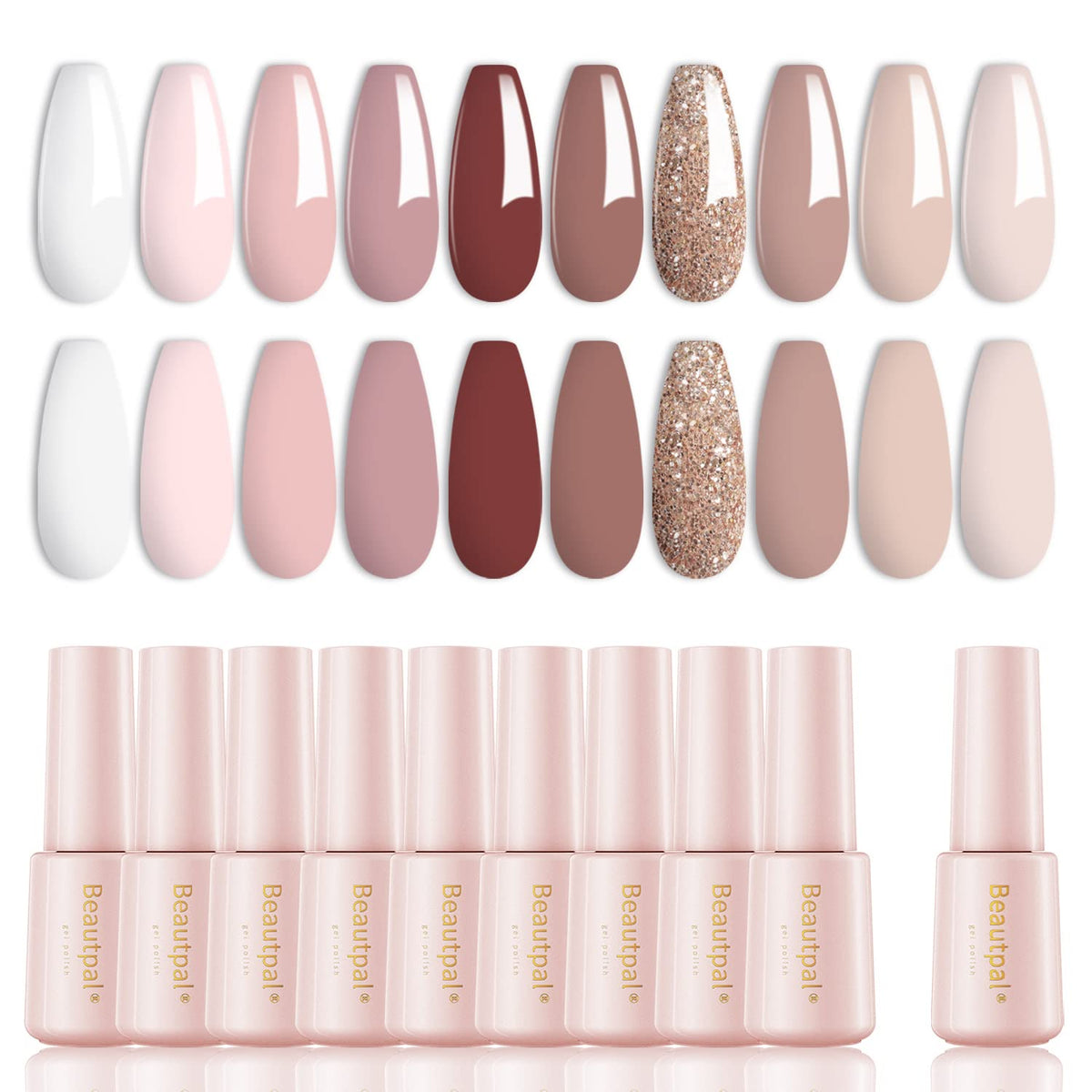 Larvall Beautpal nude gel polish bottle close-up showing glossy, long-lasting shine