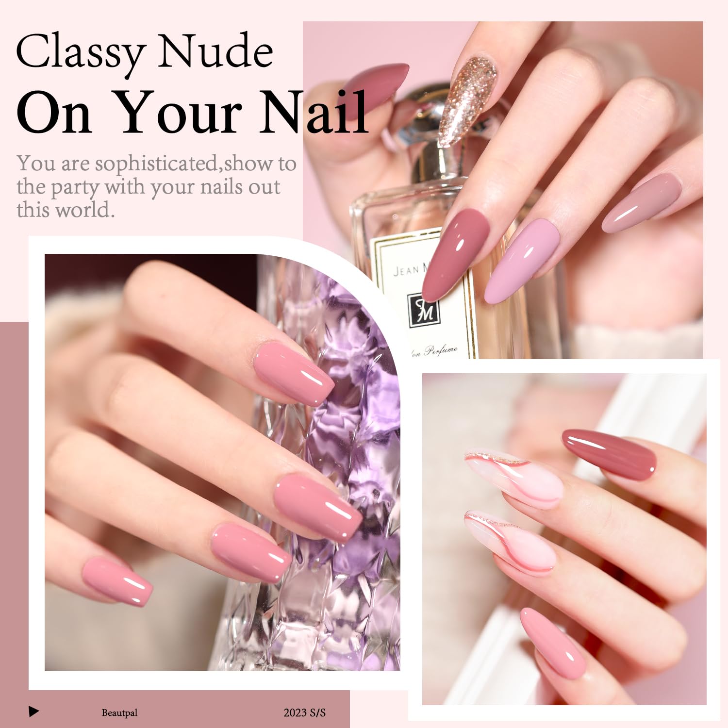 Larvall Beautpal nude gel polish on nails with glossy finish