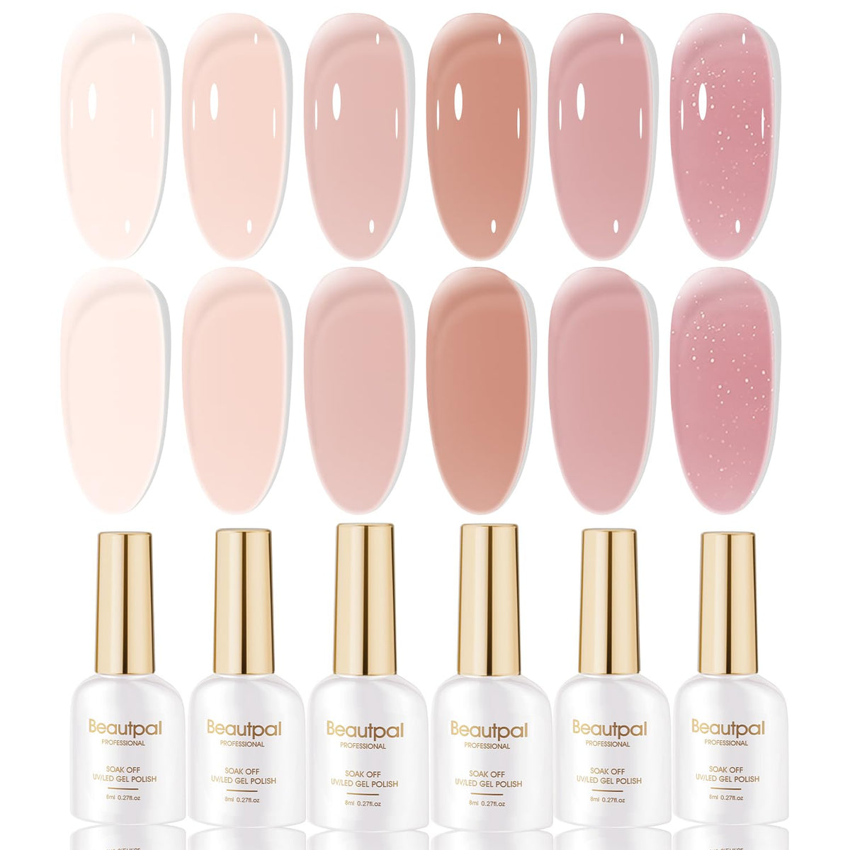 Larvall Beautpal Nude Gel Polish Set packaging with six jelly pink shades.