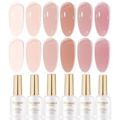 Larvall Beautpal Nude Gel Polish Set packaging with six jelly pink shades.
