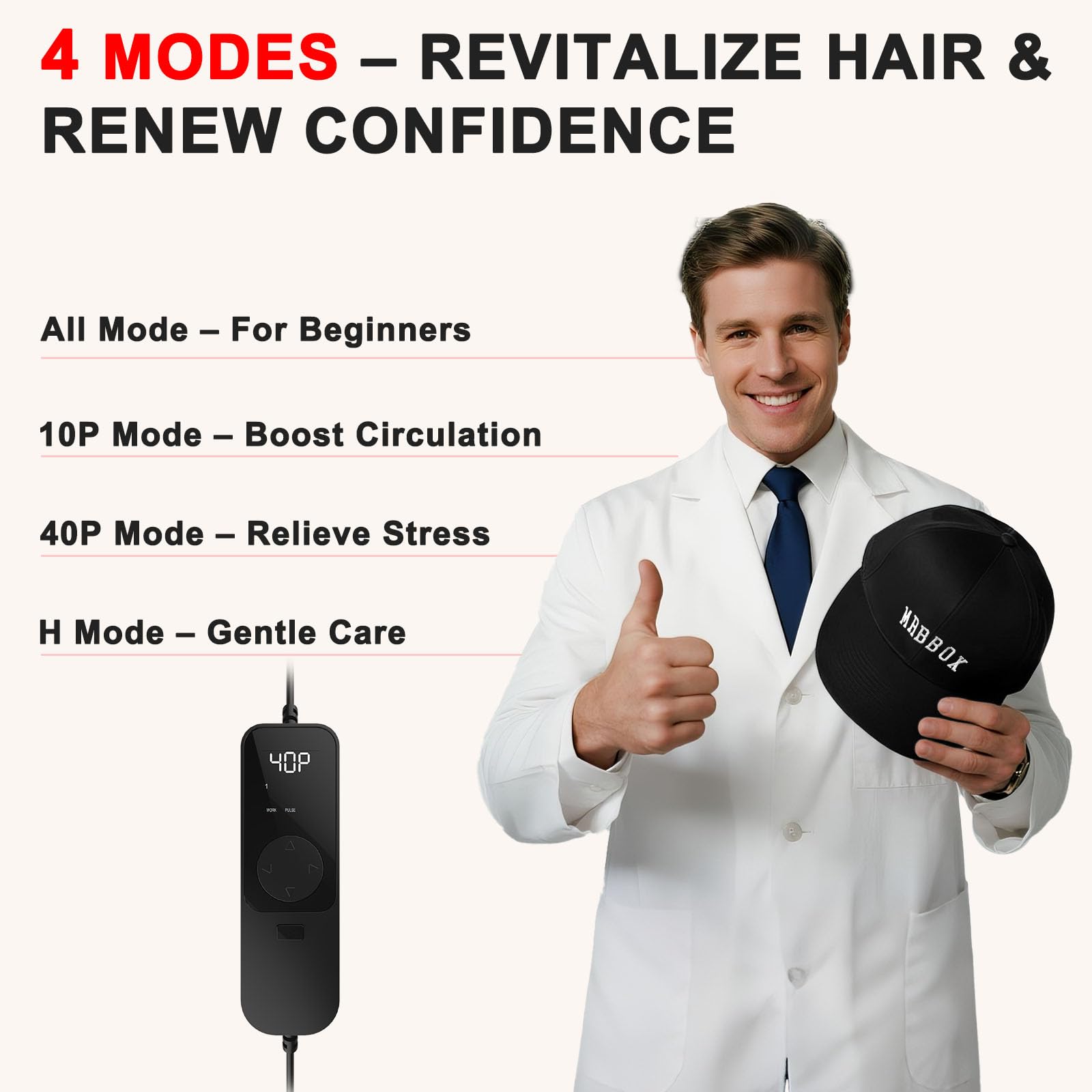 Laser Hair Growth Cap worn on head during routine for hands free relaxation and scalp care.