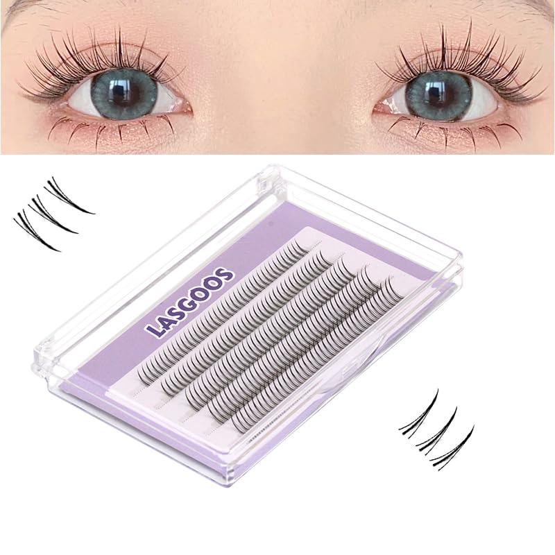 LASGOOS DIY eyelash extensions fiber collection for customizing your look at home.