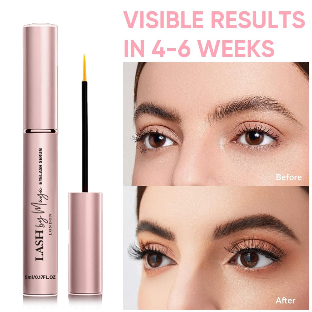 Cruelty-free symbol with Lash by Maya branding signals ethical lash care.