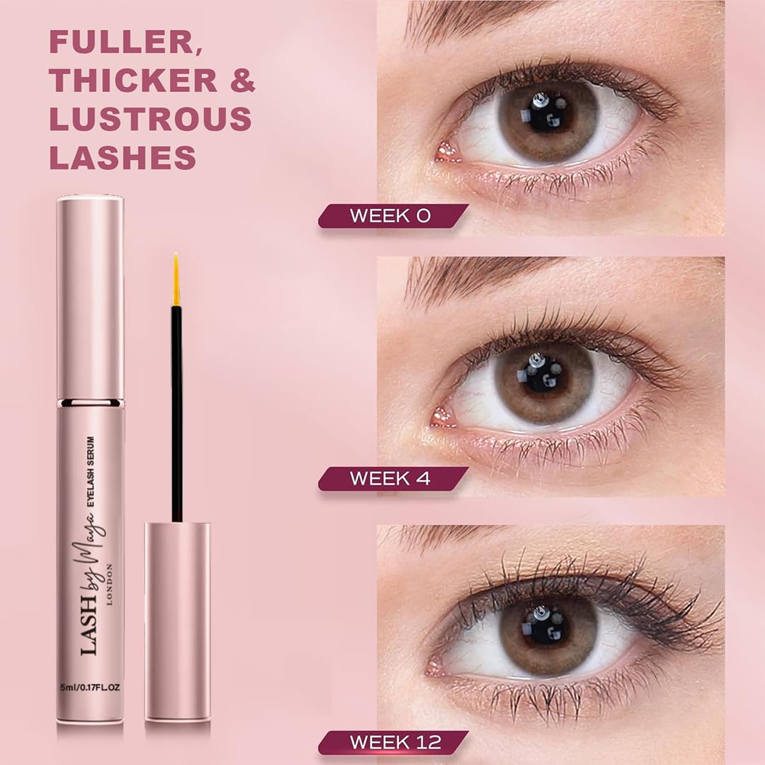 Close-up of lashes with subtle definition from Lash by Maya Serum.