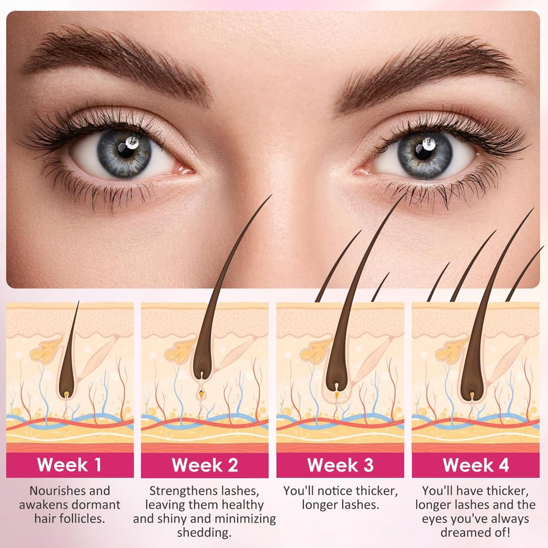 LASH by Maya Serum 5ml bottle beside makeup essentials for easy routine.