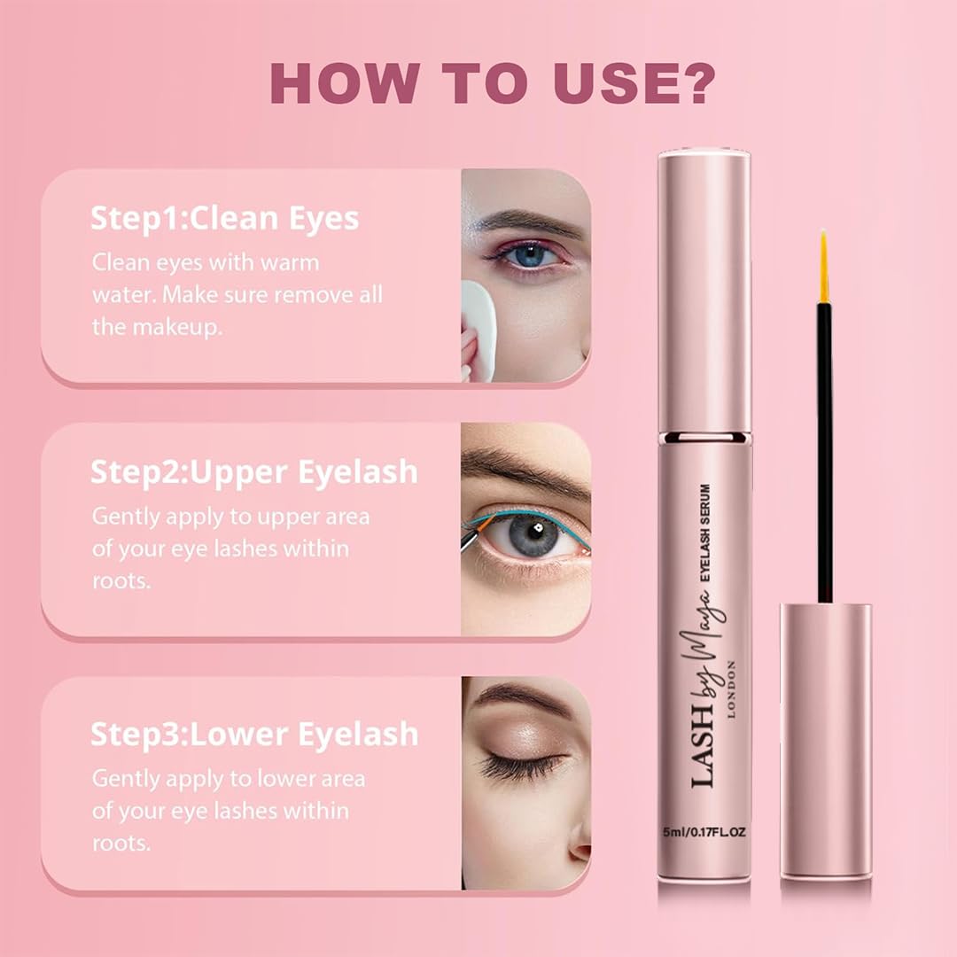 LASH by Maya Serum packaging on a tidy vanity for easy storage.