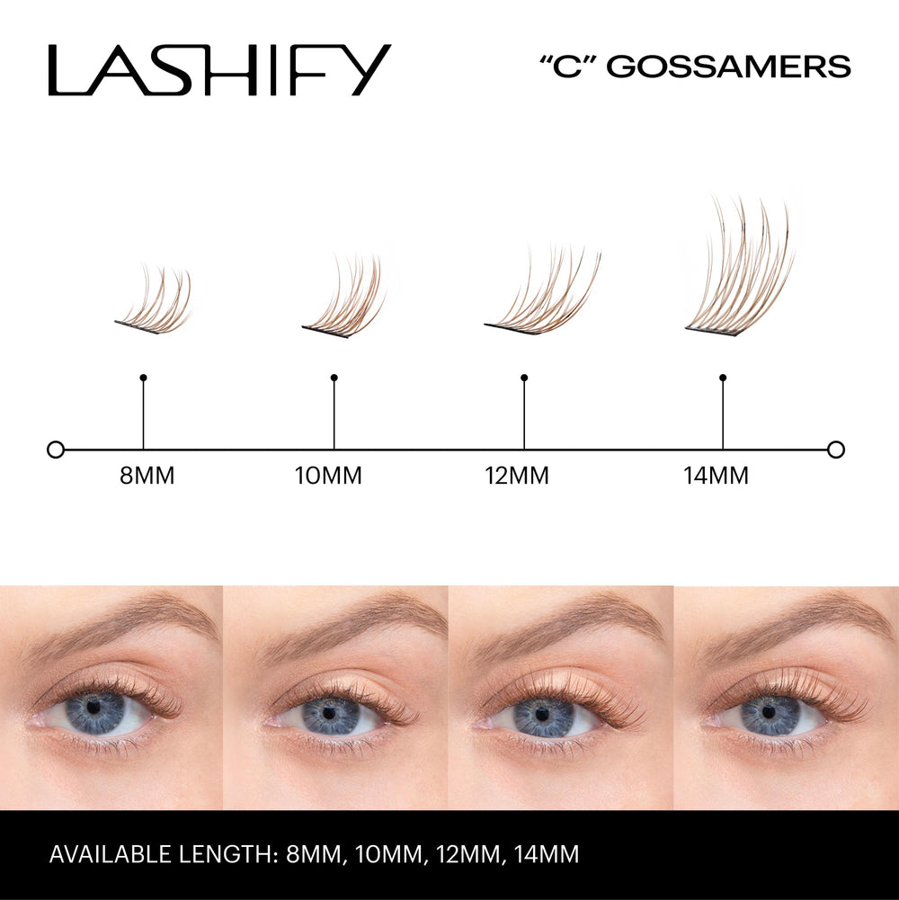 Lashify 12mm Ginger Gossamer eye-open close-up showing lift