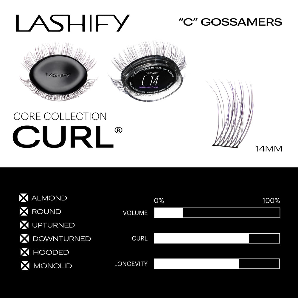 Lashify 14mm Ombre Purple Gossamer bundle demonstrates multiple length options for customizable looks.