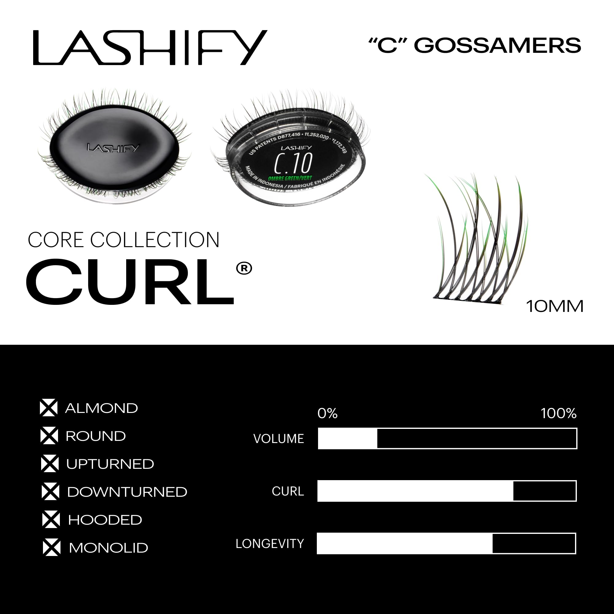 Lashify Amplify Gossamer Ombre Green lashes for wispy, delicate style.