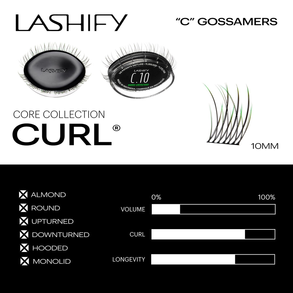 Lashify Amplify Gossamer Ombre Green lashes for wispy, delicate style.