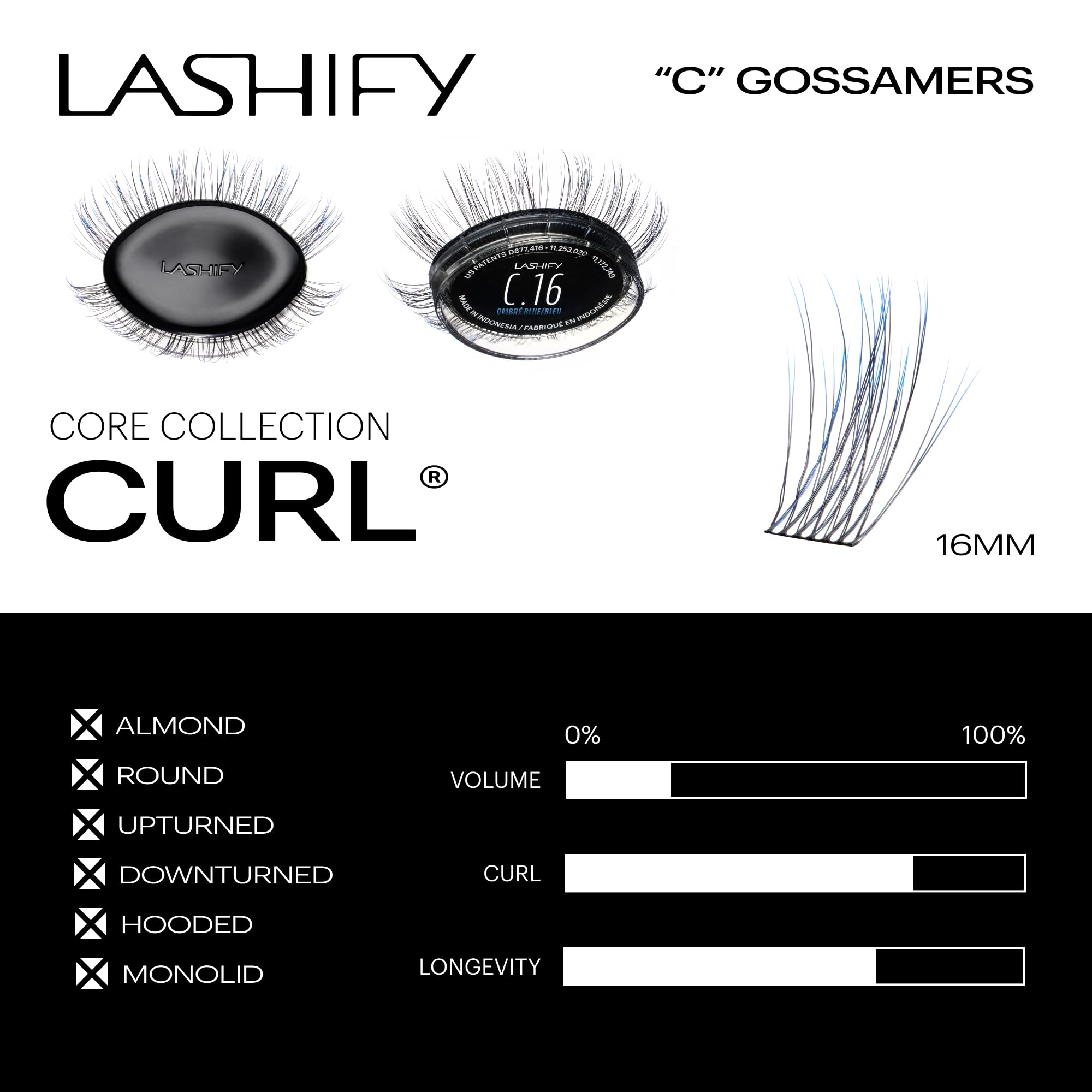 Lashify Gossamer cartridge ready with 12 lashes for styling.