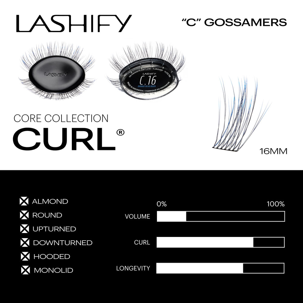 Lashify Gossamer cartridge ready with 12 lashes for styling.
