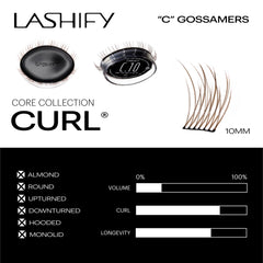 Lashify Curl 10mm Gossamer Ash per cartridge delivers lightweight lift