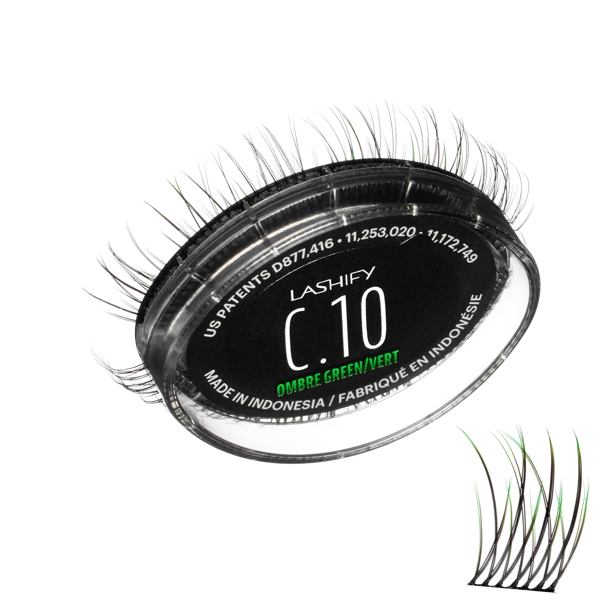 Lashify Curl 10mm Gossamer Ombre Green cartridge offers subtle color lift.
