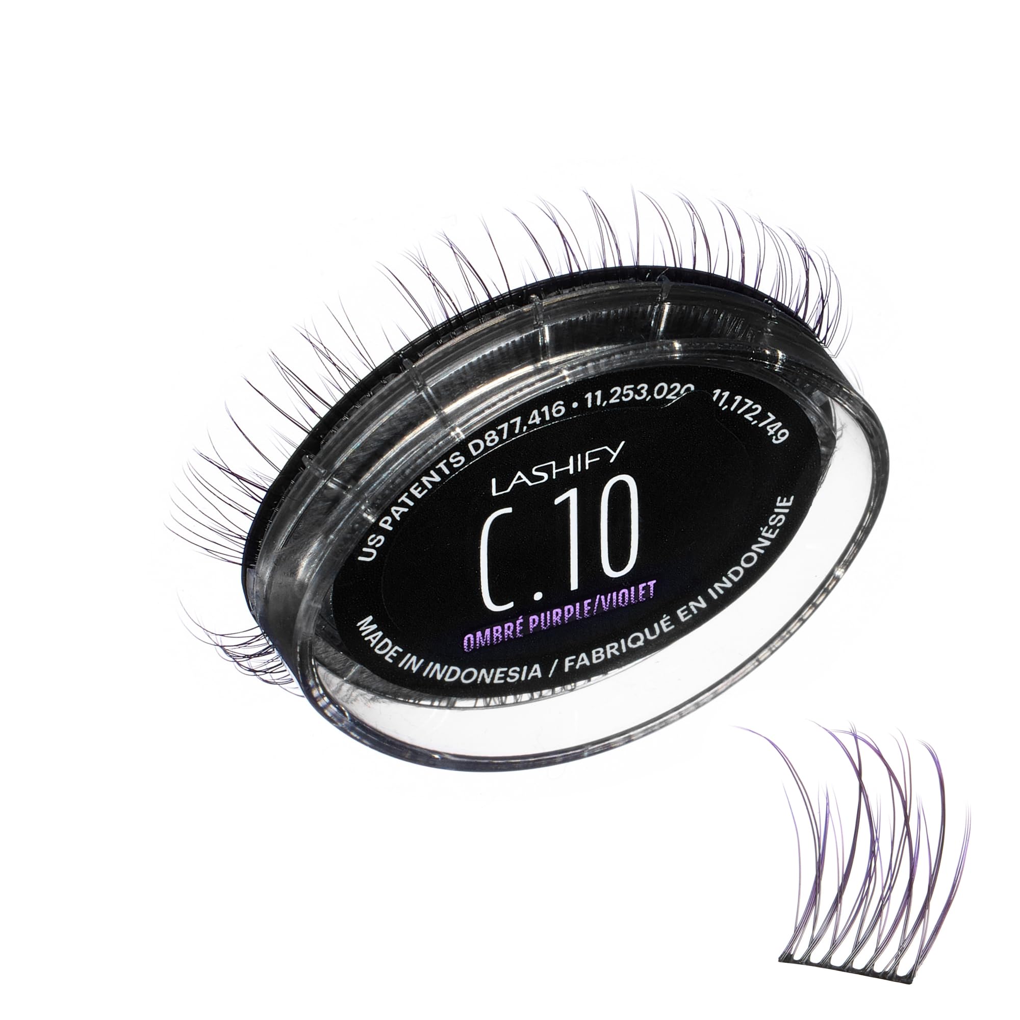 Lashify Curl 10mm Gossamer Ombre Purple lashes add a subtle color pop for a natural look.