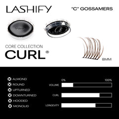 Lashify Curl 12mm Gossamer refill with enhanced eye lift and subtle volume.