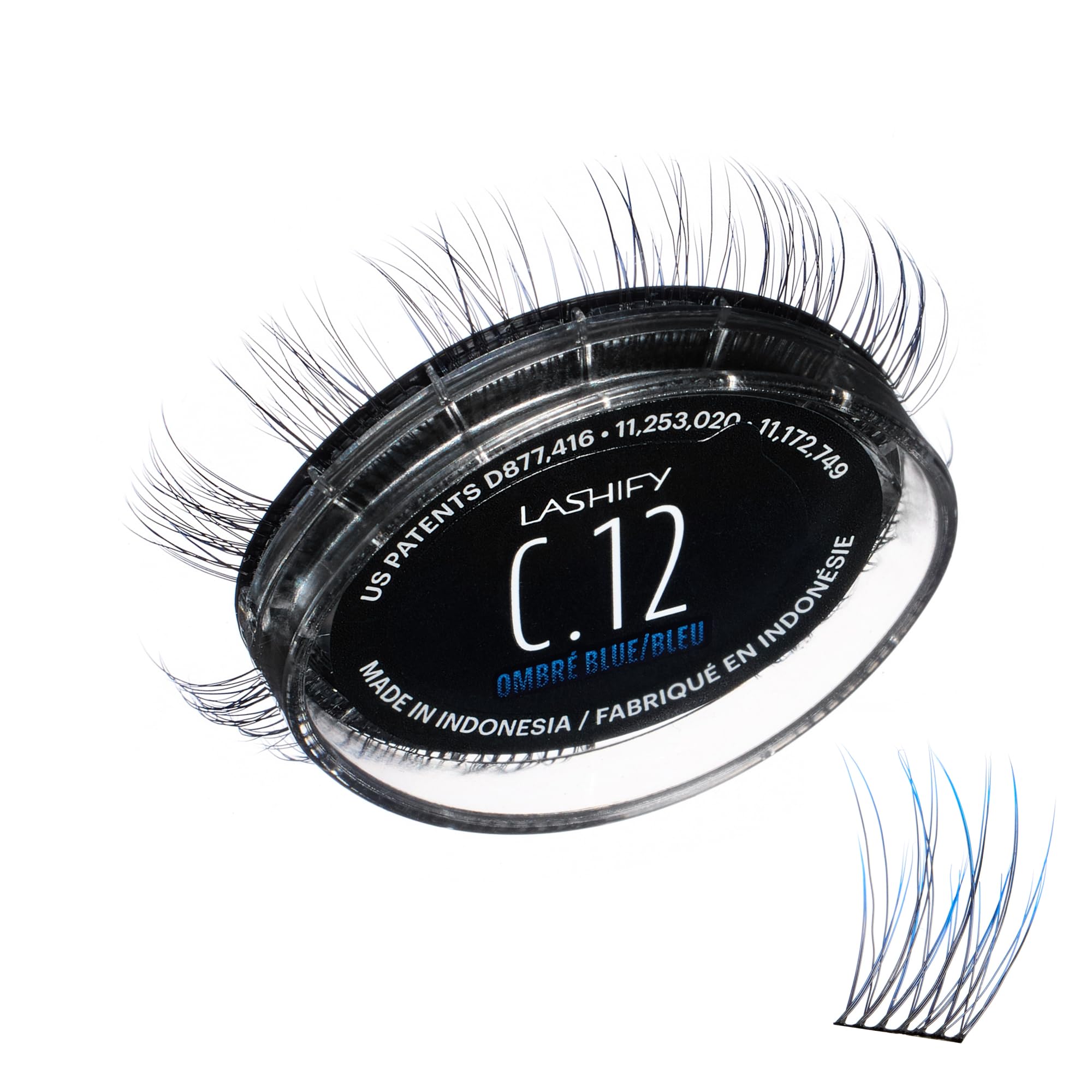 Lashify Curl 12mm Ombre Blue refill cartridge for precise, mess-free DIY lashes.