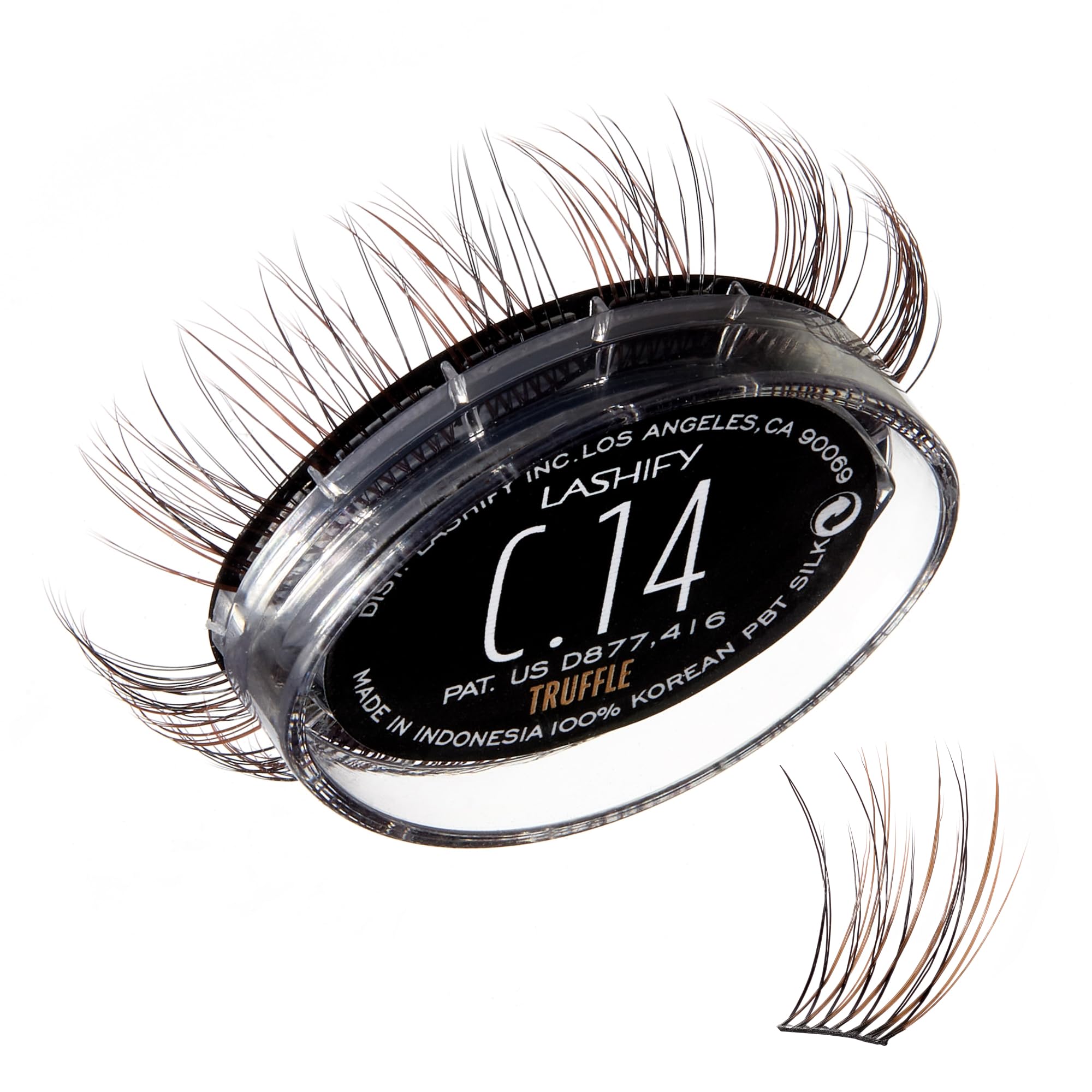 Lashify Curl 14mm Gossamer Truffle lashes offer a natural, lifted look