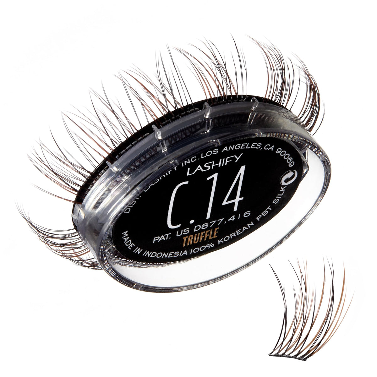 Lashify Curl 14mm Gossamer Truffle lashes offer a natural, lifted look