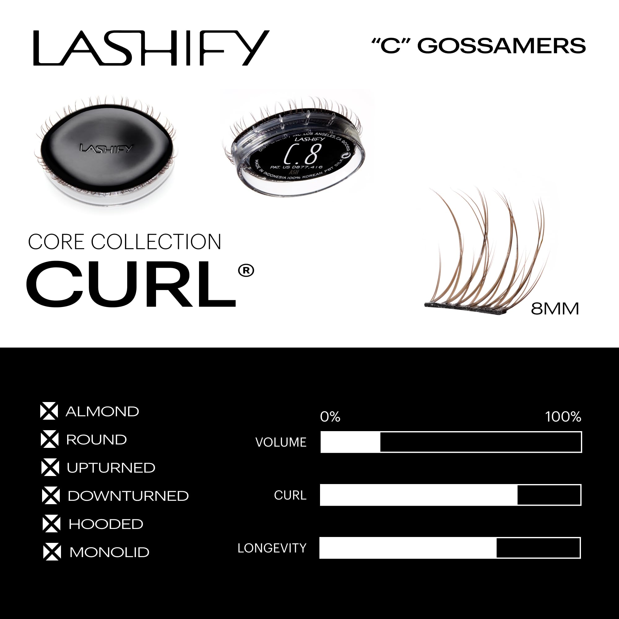 Lashify Curl 8mm Ash Gossamer wear test showing seamless blend