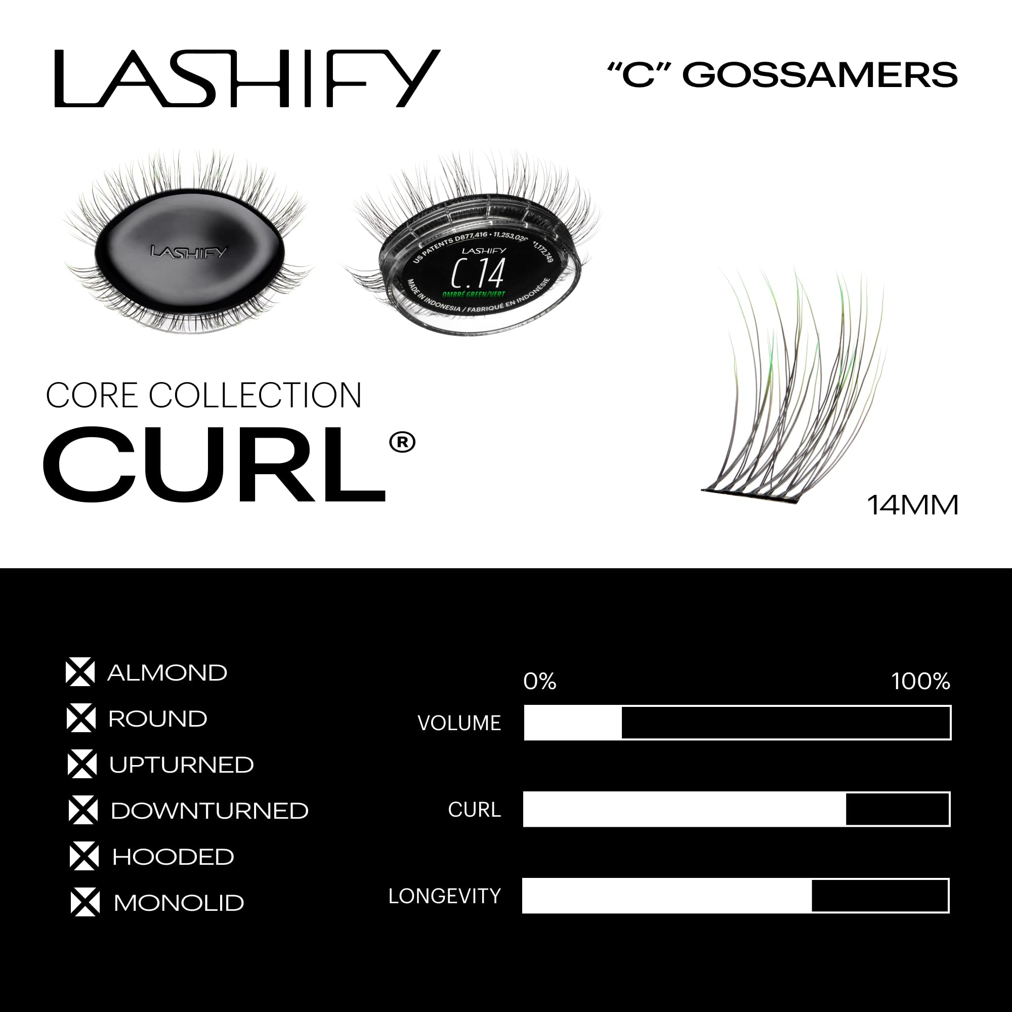 Lashify Ombre Green 12mm gossamer lashes offer lightweight definition
