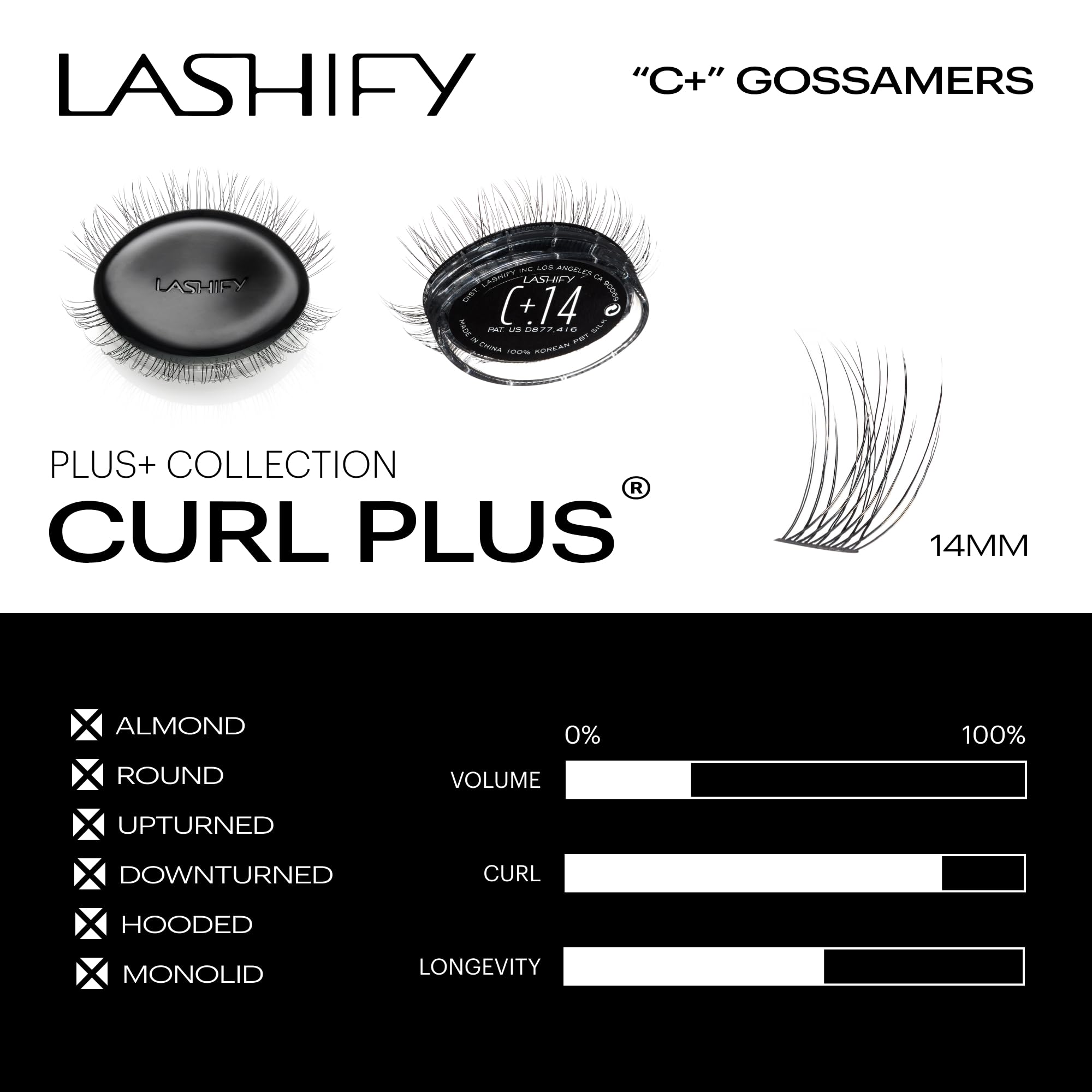 Lashify Curl Plus+ 14mm black lashes add soft volume