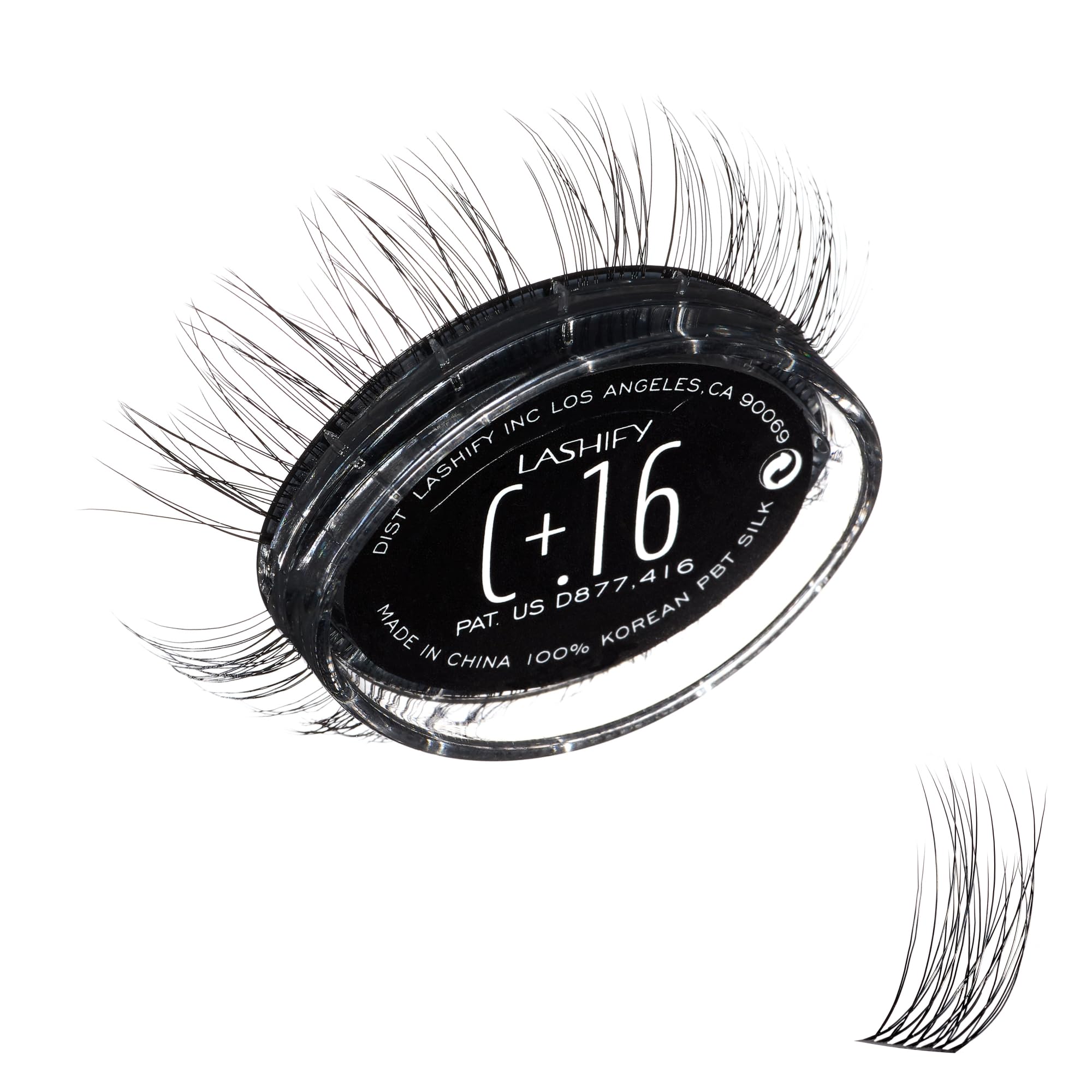 Lashify Curl Plus+ 16mm Gossamer cartridge closeup for delicate, natural-looking lashes