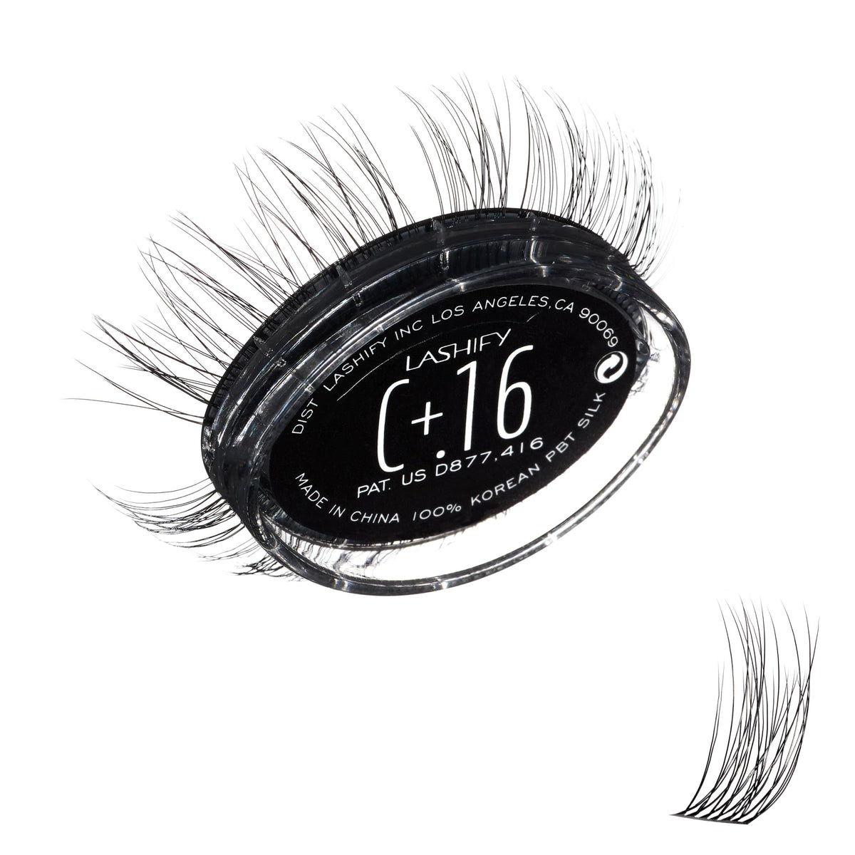 Lashify Curl Plus+ 16mm Gossamer cartridge closeup for delicate, natural-looking lashes