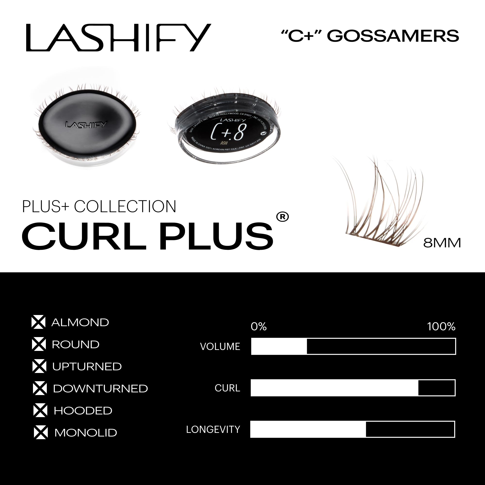 Lashify Curl Plus+ Ash 8mm wand application view for DIY look
