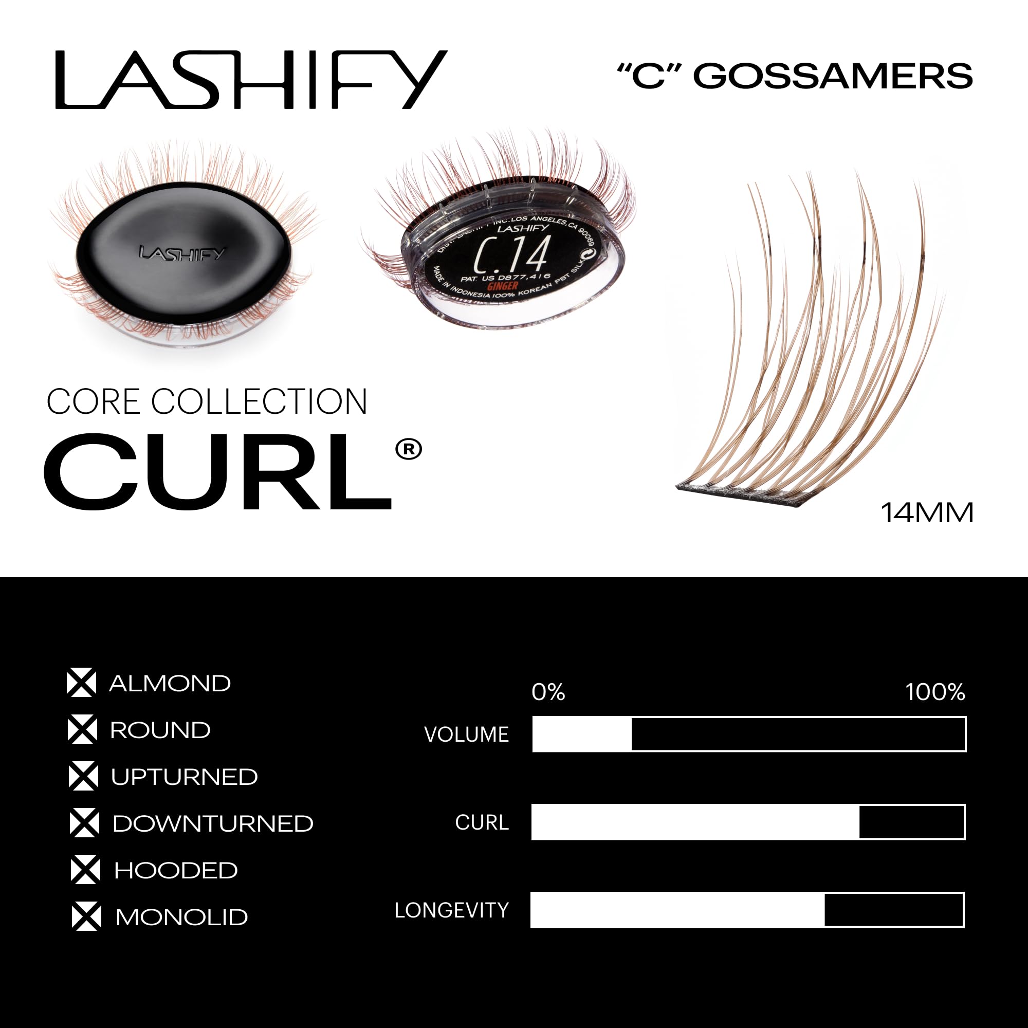 Lashify gossamer lashes on eye for a natural, effortless enhancement.