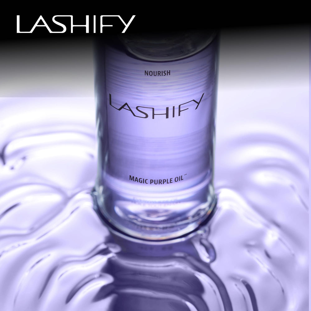 Lashify Magic Purple Oil with no mineral oils supports pore-friendly hydration.