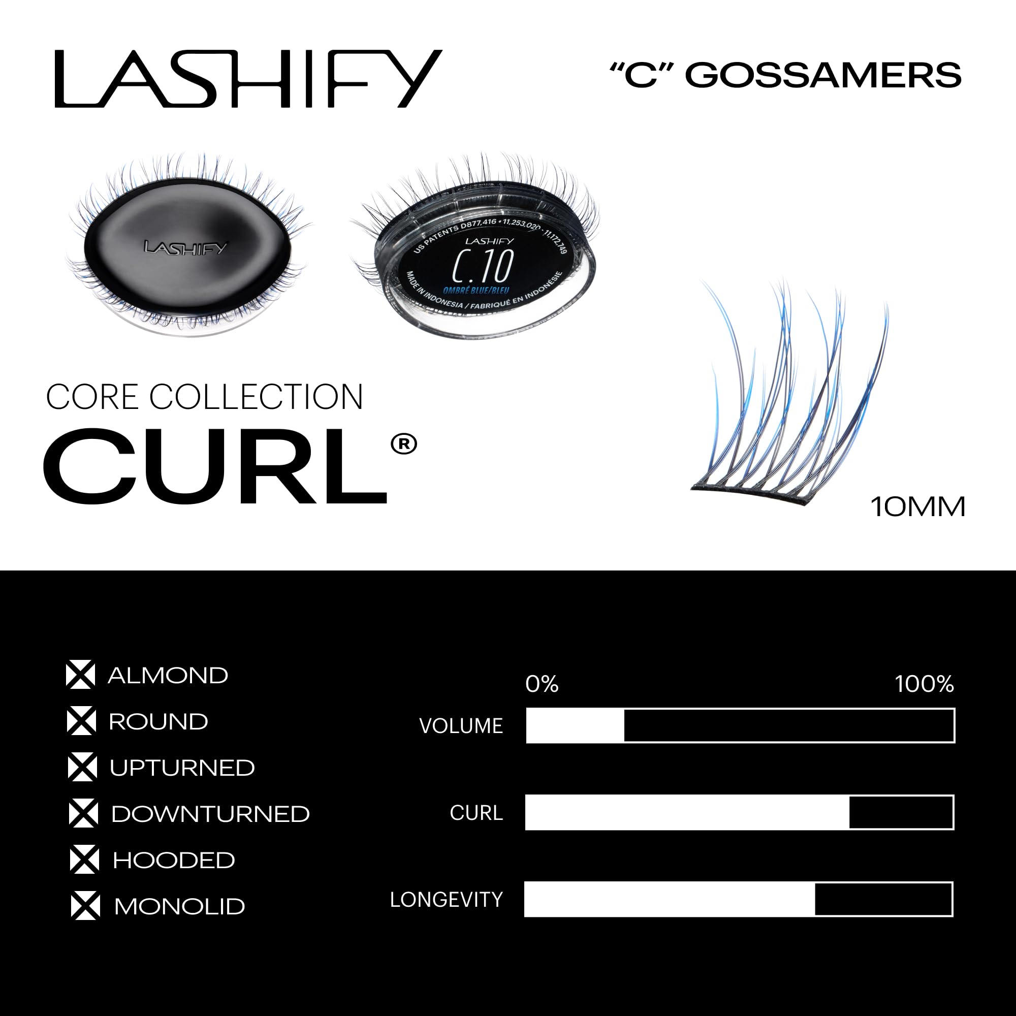 Lashify Ombre Blue Gossamer 14mm cartridge provides flirtier length and color depth