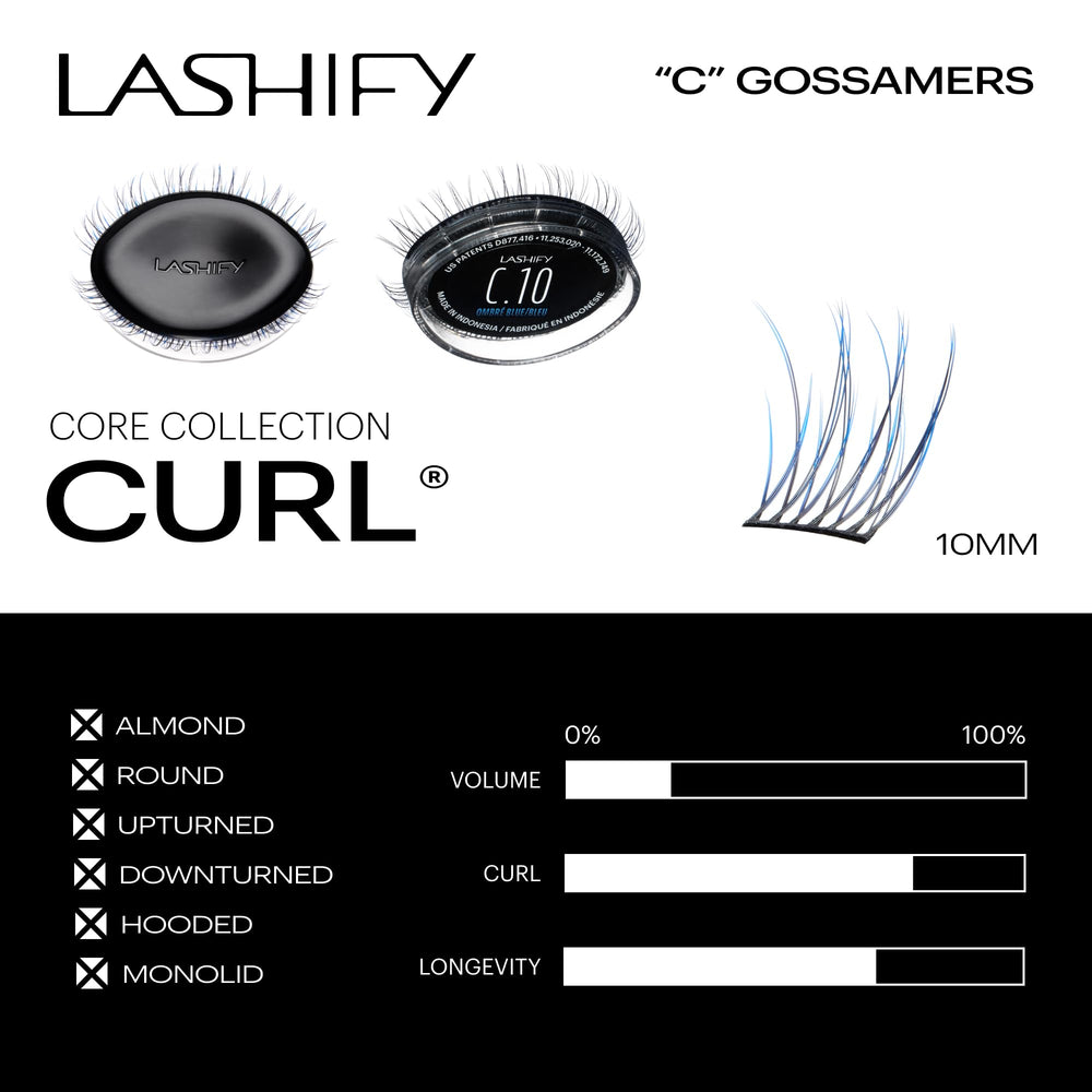 Lashify Ombre Blue Gossamer 14mm cartridge provides flirtier length and color depth