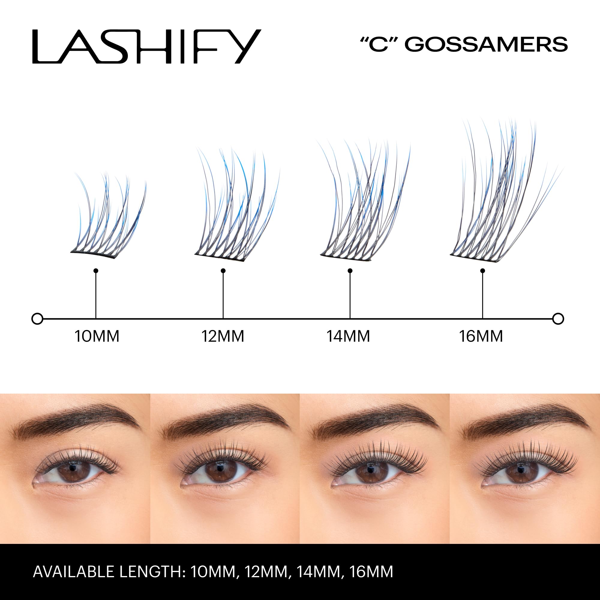 Lashify Ombre Blue Gossamer 16mm cartridge for wispy, show-ready finish