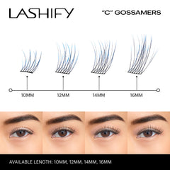 Lashify Ombre Blue Gossamer lashes in 16mm length offering gentle drama.