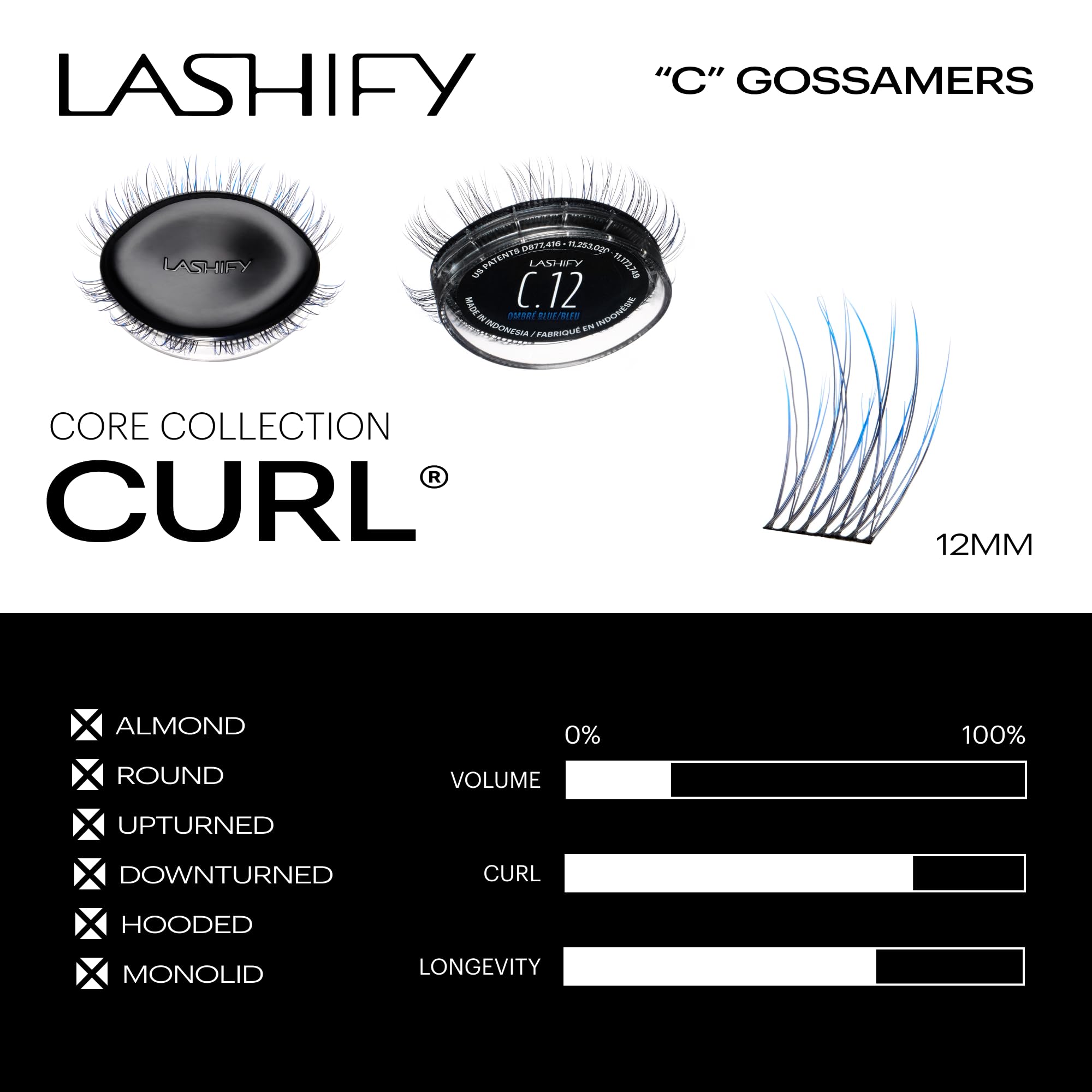 Lashify Ombre Blue Gossamer lashes closeup for subtle color pop and natural look.